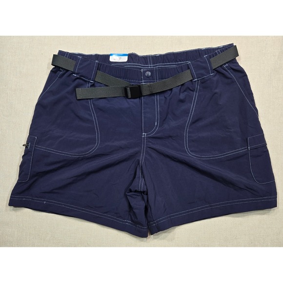 Columbia‎ Mens L Regular Fit Navy Blue Nylon Belted Cargo Shorts - Picture 1 of 8